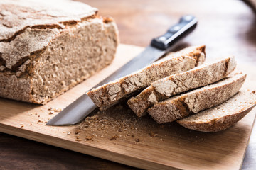 Sliced Bread On Cutting Board