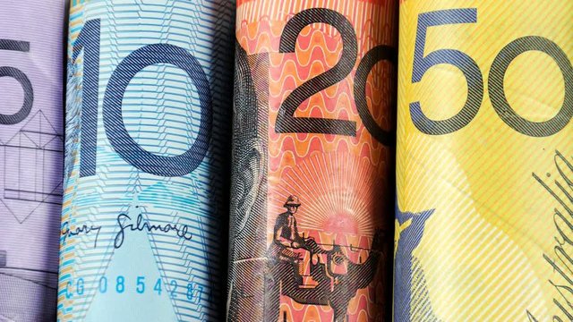 Australian currency rolls of cash