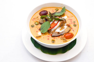 Roasted Duck Red curry on the white background.
