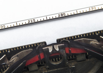 Blank white paper. Vintage typewriter. Copyspace.