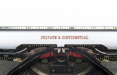 Private & Confidential typed. Vintage typewriter. Copyspace.