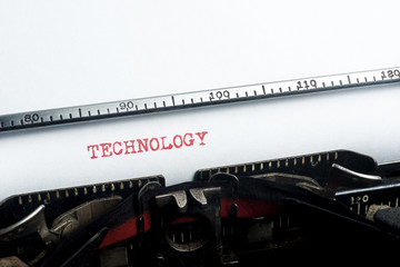 Technology typed. Vintage typewriter. Copyspace.