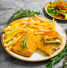 Lunch from fish and french fries