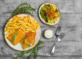 Lunch from fish and french fries