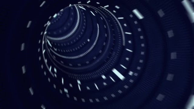 Looping Data Tunnel.Fast Motion Techno HUD  Animation. Good for infinity background screensaver.Technology News intro and opener.