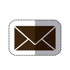 sticker brown silhouette envelope closed icon flat vector illustration