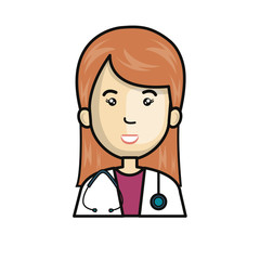 medical doctor woman cartoon icon over white background. colorful design. vector illustration