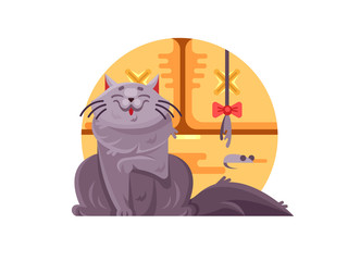 Cute cat and little mouse