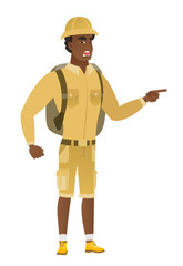 Furious traveler screaming vector illustration.