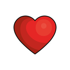 red heart icon over white background. vector illustration