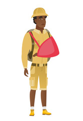 Injured traveler with broken arm.