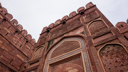 Ornate outer wall of Indian palace