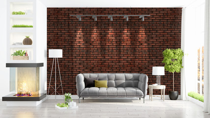Modern bright interior . 3D rendering