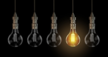 Light bulb lamps. 3D rendering