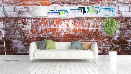 Modern bright interior . 3D rendering