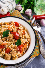 Pasta with vegetables and meat