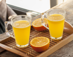 Freshly squeezed orange juice, close-up