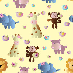 seamless pattern with cute african animals