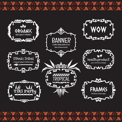 Doodle vector frame collection Ethnic tribal style.