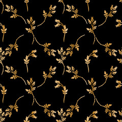 Seamless pattern with gold flowers