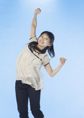 Young woman jumping
