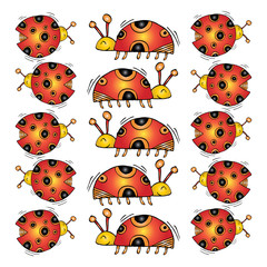 Naklejka premium Pattern with cute ladybugs 