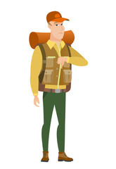 Disappointed african traveler with thumb down.