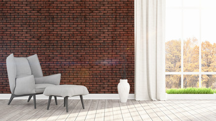 Modern bright interior . 3D rendering