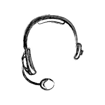 monochrome sketch of hands free headset icon vector illustration