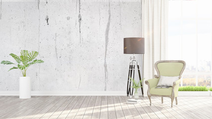 Modern bright interior . 3D rendering