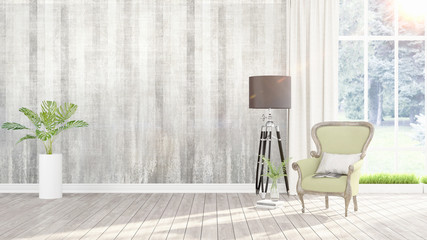 Modern bright interior . 3D rendering