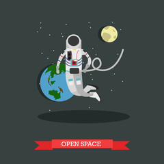 Vector illustration of astronaut in open space, flat style