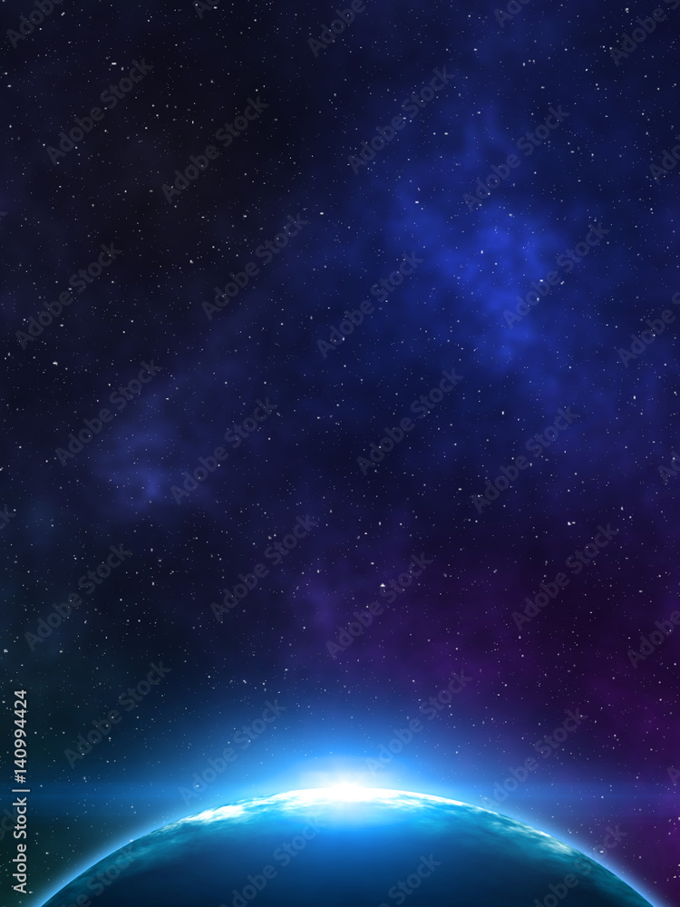 Wall mural space background. 3d rendering