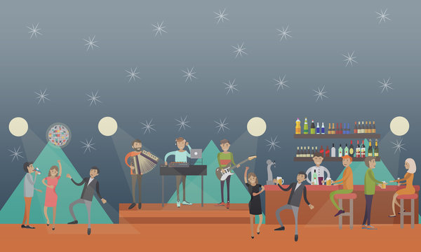 Party club vector illustration in flat style