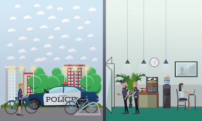 Police station concept vector illustration in flat style