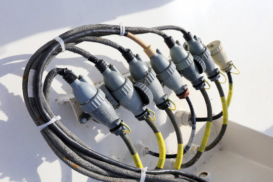 Fototapeta electric cable on a yacht