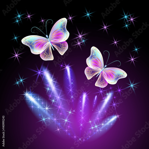 “Butterfly with glowing firework” Imágenes de archivo y vectores libres