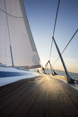 Surface Level Of Boat Deck During Sunset