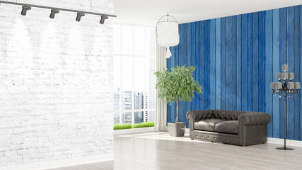 Modern bright interior . 3D rendering