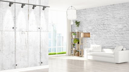 Modern bright interior . 3D rendering
