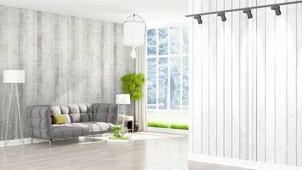 Modern bright interior . 3D rendering