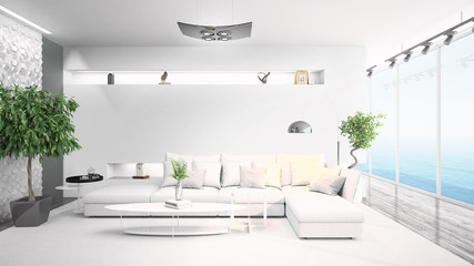 Modern bright interior . 3D rendering