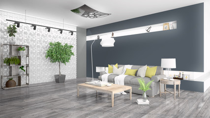 Modern bright interior . 3D rendering