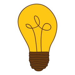 silhouette of light bulb with yellow glass vector illustration