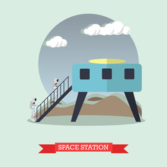 Space station concept vector illustration in flat style. © skypicsstudio