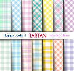 Set of Fourteen Easter Colors Tartan and Gingham Plaid  Patterns