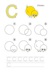 Drawing tutorial. Game for letter.