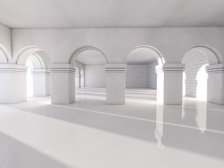 Fototapeta na wymiar Classic Ancient Interior with Columns. 3D rendering