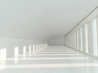 White architecture background. Abstract architectural interior. 3D rendering.