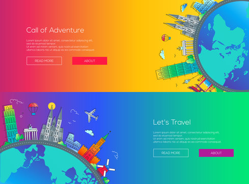 Flat design web page travel banners set